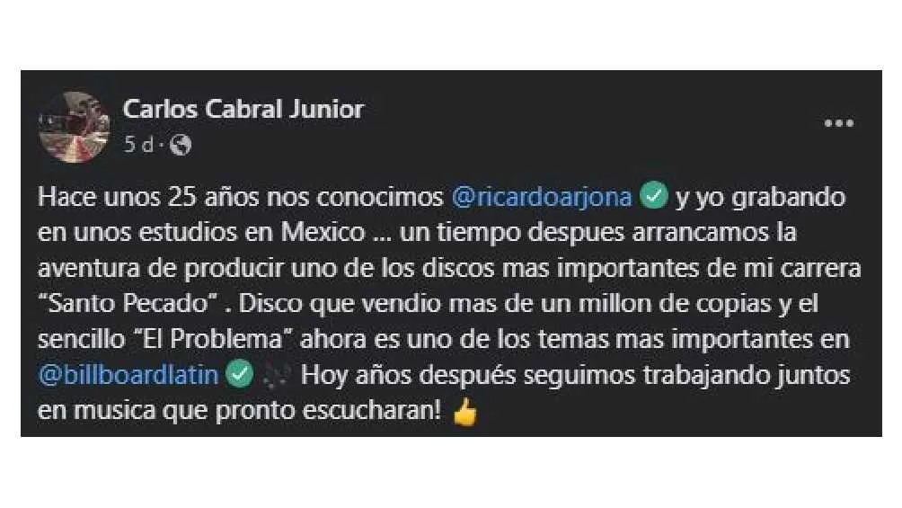 El producto de Arjona aseguró que pronto habrá nueva música del guatemalteco.