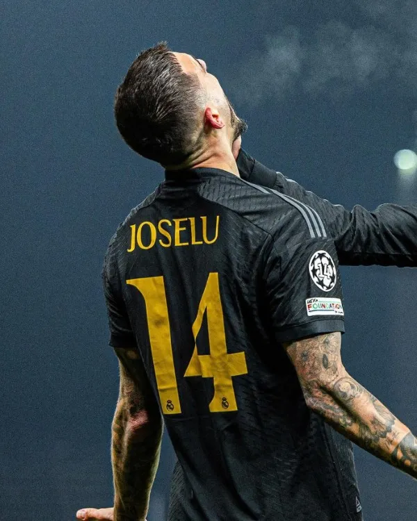 Joselu celebrando su gol con Real Madrid