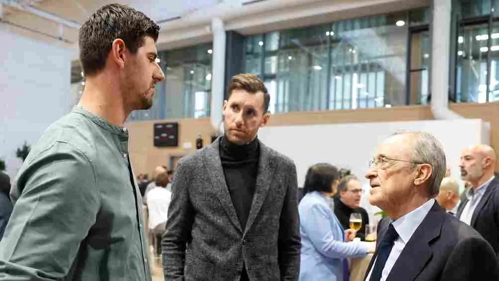 Courtois y Rudy Fernández con Florentino