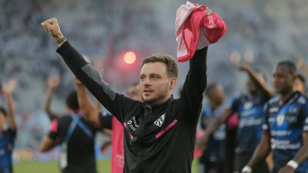 El argentino celebrando con Independiente del Valle