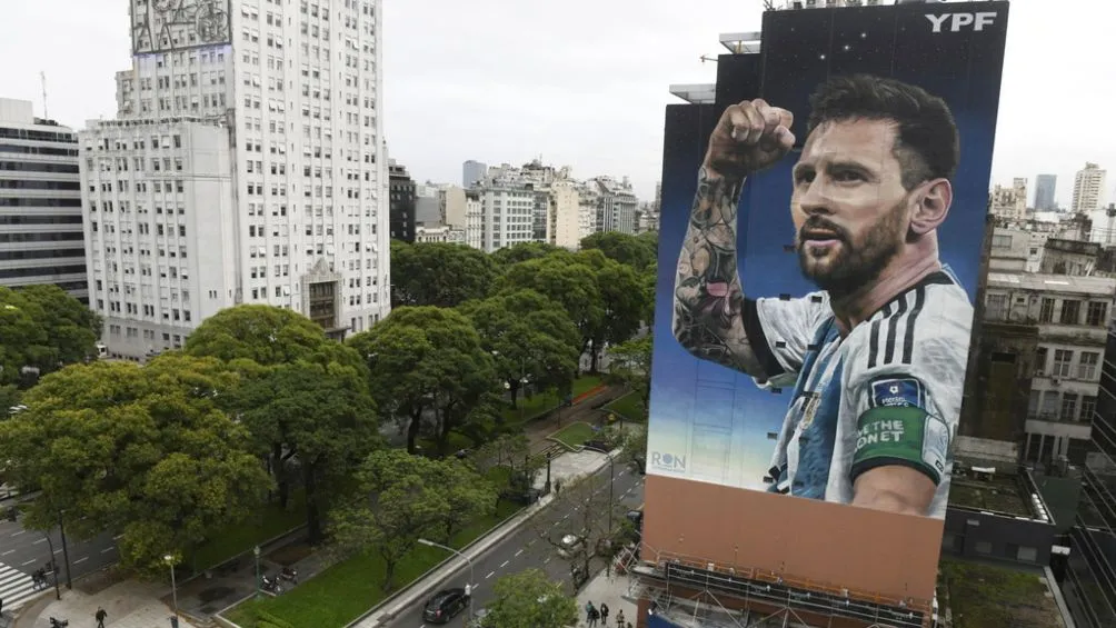 Mural de Messi en Argentina por ganar la Copa del Mundo