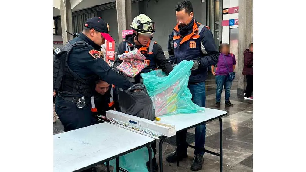 Twitter: @SSC_CDMX Fue en la estación La Merced donde los efectivos localizaron 72 kilogramos de pirotecnia.