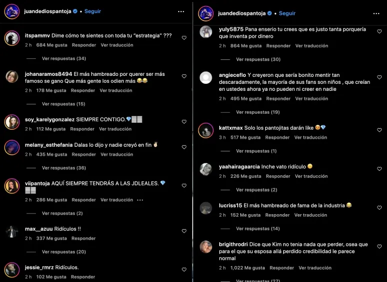 IG: @juandediospantoja Los seguidores no estuvieron de acuerdo con la mentira que vivieron.