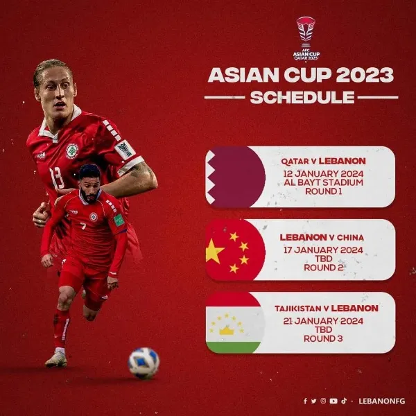 Líbano compartirá el grupo con Qatar, China y Tayikistán