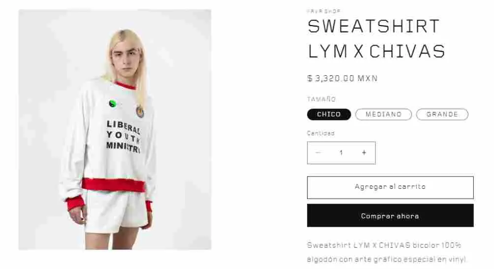 Así aparece la prenda en la página de Liberal Youth Ministry