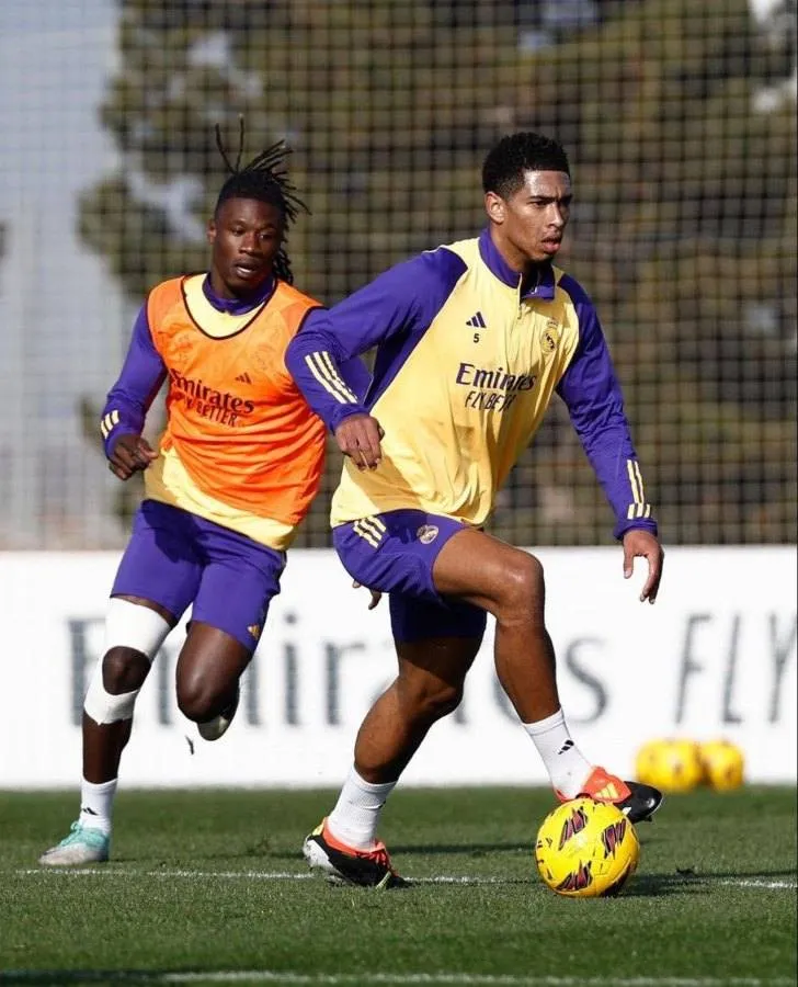 Camavinga y Bellingham en entrenamiento con Real Madrid