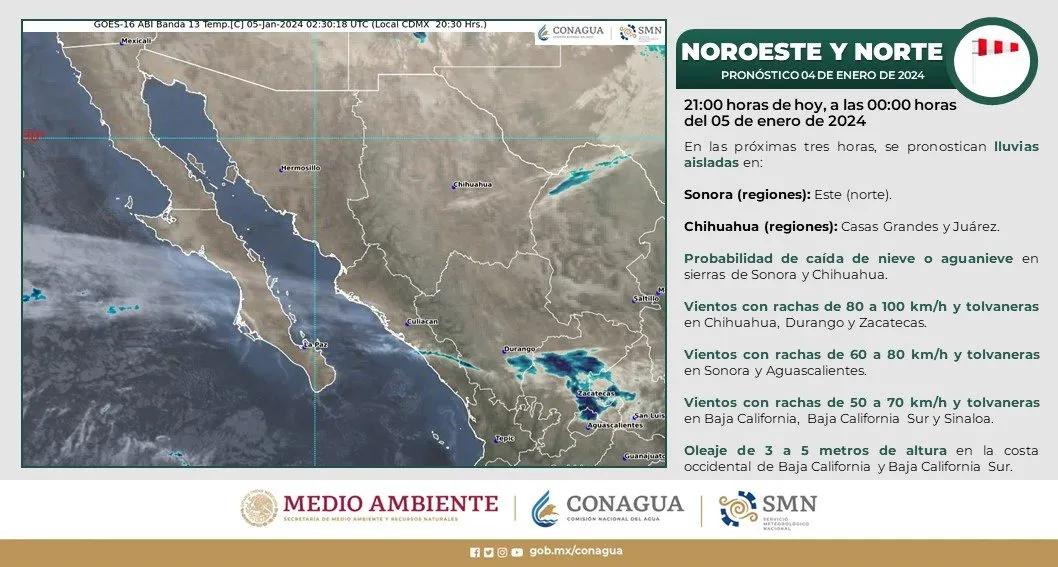 Reporte del clima para Chihuahua de Conagua