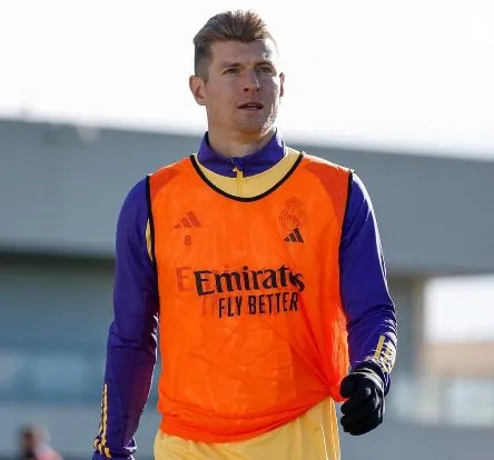 Toni Kroos en un entrenamiento del Real Madrid