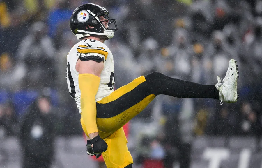 El jugador de los Steeleres celebra una captura