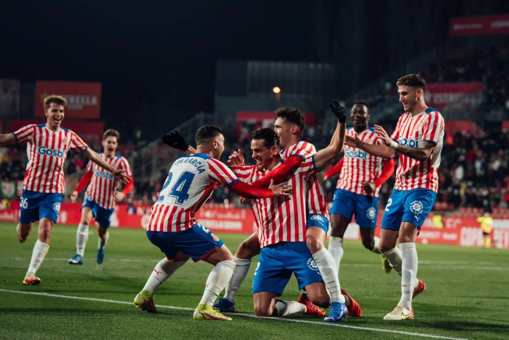 Jugadores de Girona en celebración