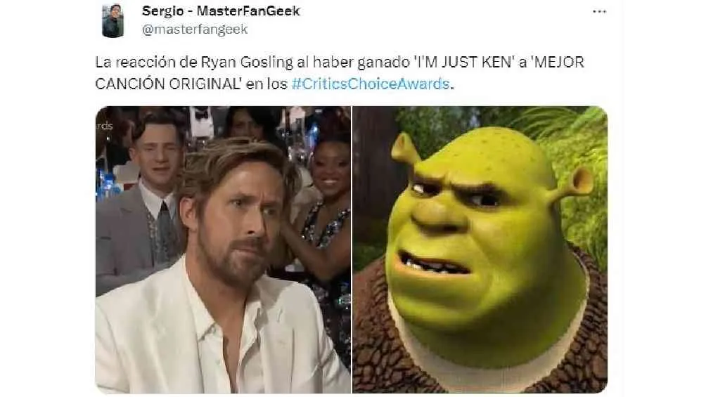 CAPTURA DE PANTALLA: Twitter: @masterfangeek Los memes no se hicieron esperar en redes sociales tras la reacción del actor.