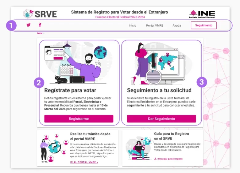 Parte del proceso para inscribirte y votar desde el extranjero.