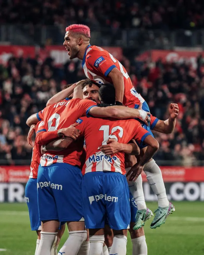 Jugadores de Girona en celebración