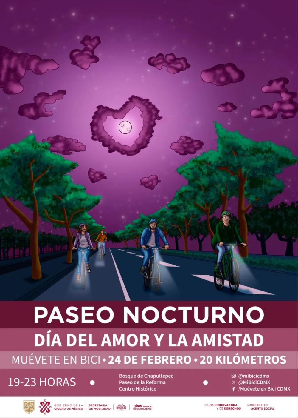 FB: @LaSEMOVI El primer Paseo Nocturno del año será el próximo 24 de febrero.