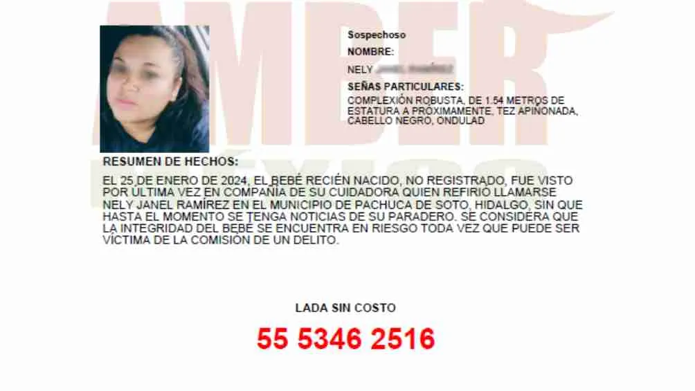 La cuidadora, identificada como Nelly 'N', es señalada como presunta responsable de robarse al bebé.