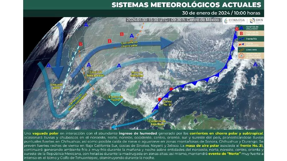 El frente frío 32 vendrá acompañado de la quinta tormenta invernal.