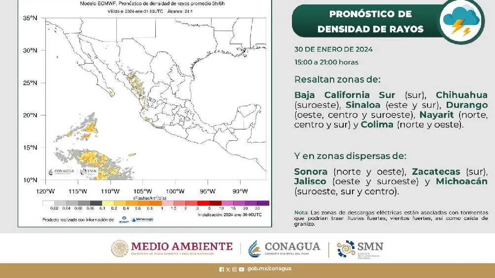 Algunos estados de la República tiene pronóstico hasta de tormentas eléctricas.