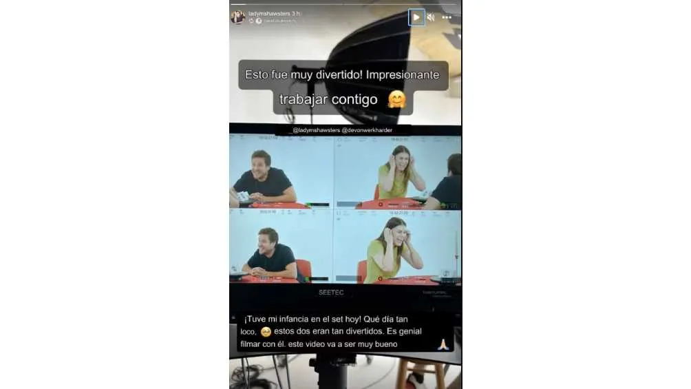 IG: @ladymshawsters Lindsey Shaw compartió el detrás de escenas de lo que parece ser la grabación de un video promocional.