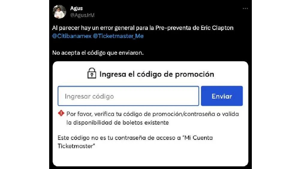 Varios usuarios reportan fallas en el sistema al intentar comprar un boleto.