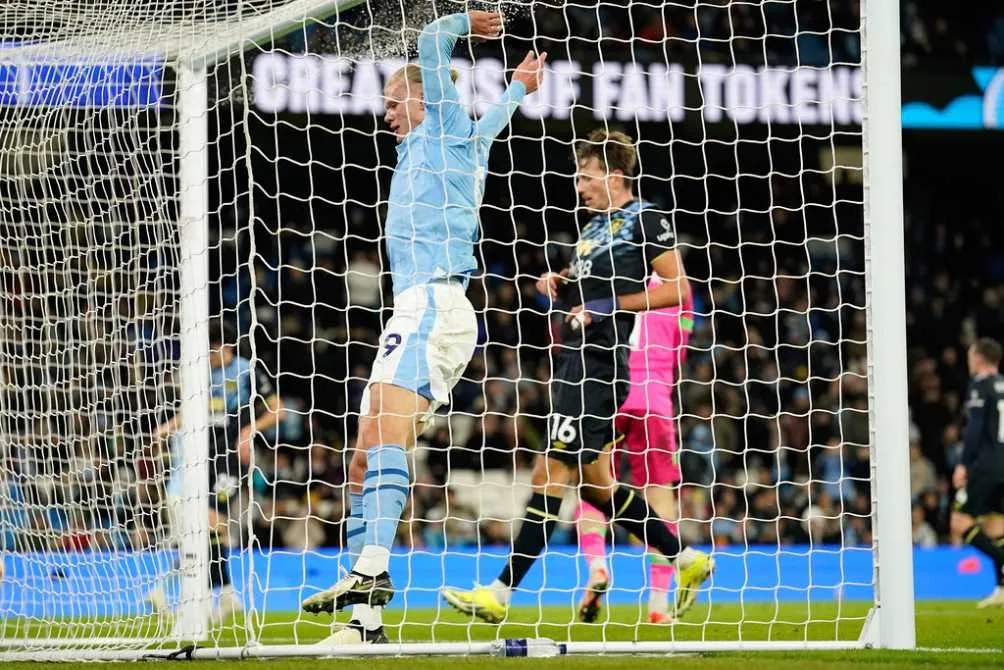 Haaland en el compromiso ante Burnley