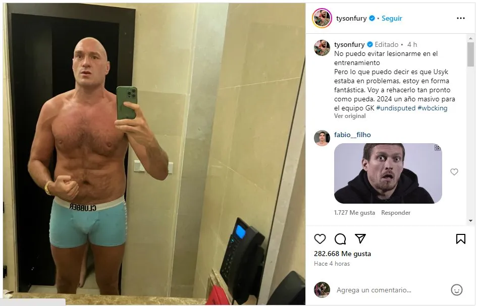 El mensaje que Fury dejó en Instagram