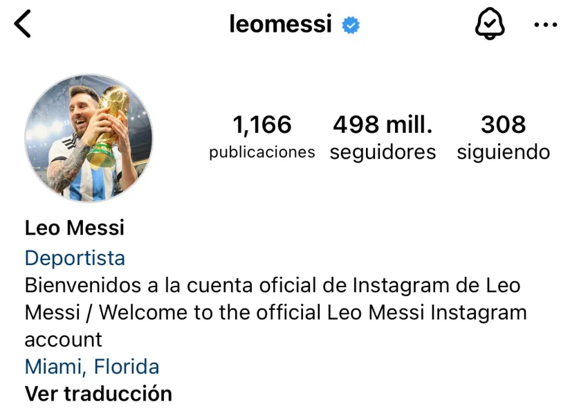 Su perfil de Instagram