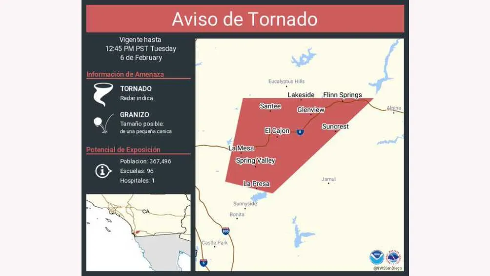 La alerta que emitió el NWS fue cancelada apenas unos minutos después.