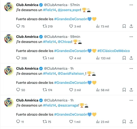 Las felicitaciones de América