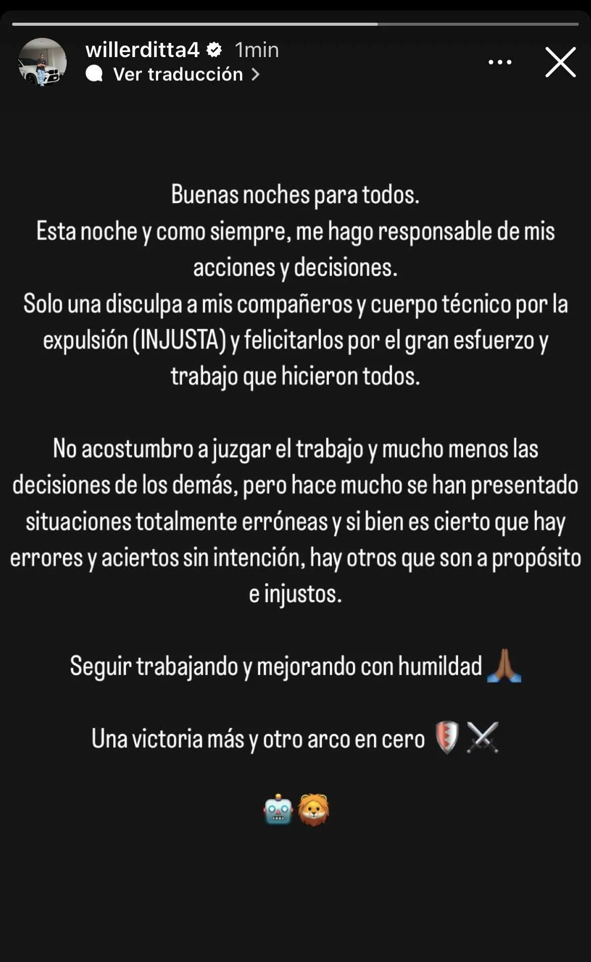 El mensaje de Willer Ditta