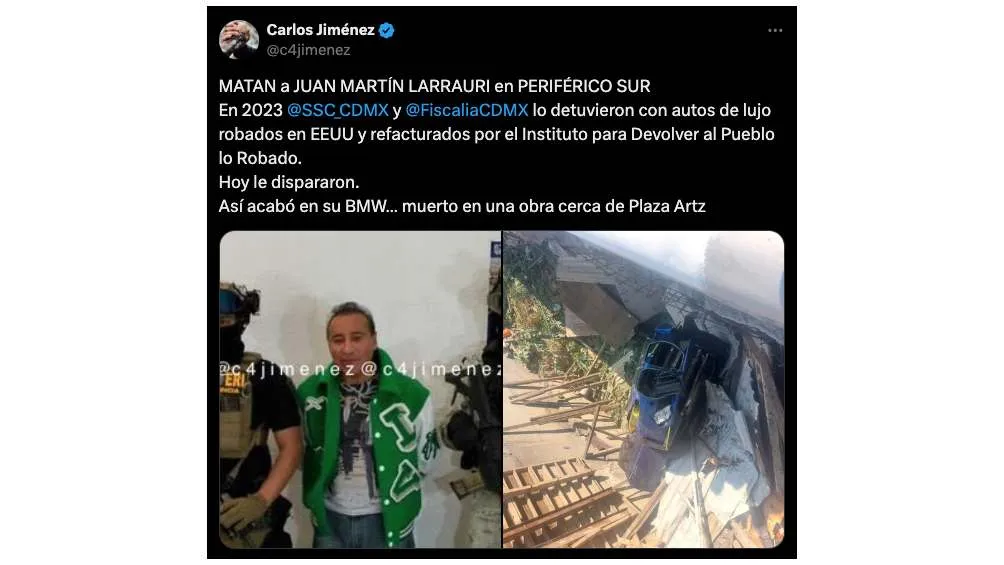 El hombre muerto cerca de Artz Pedregal fue identificado como Juan Martín Larrauri.