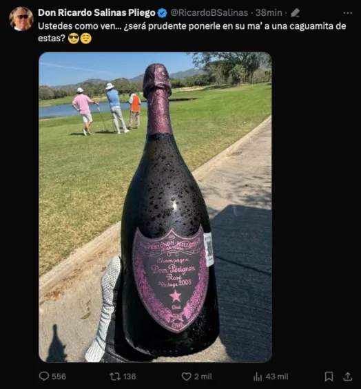 La publicación de Salinas Pliego en X.