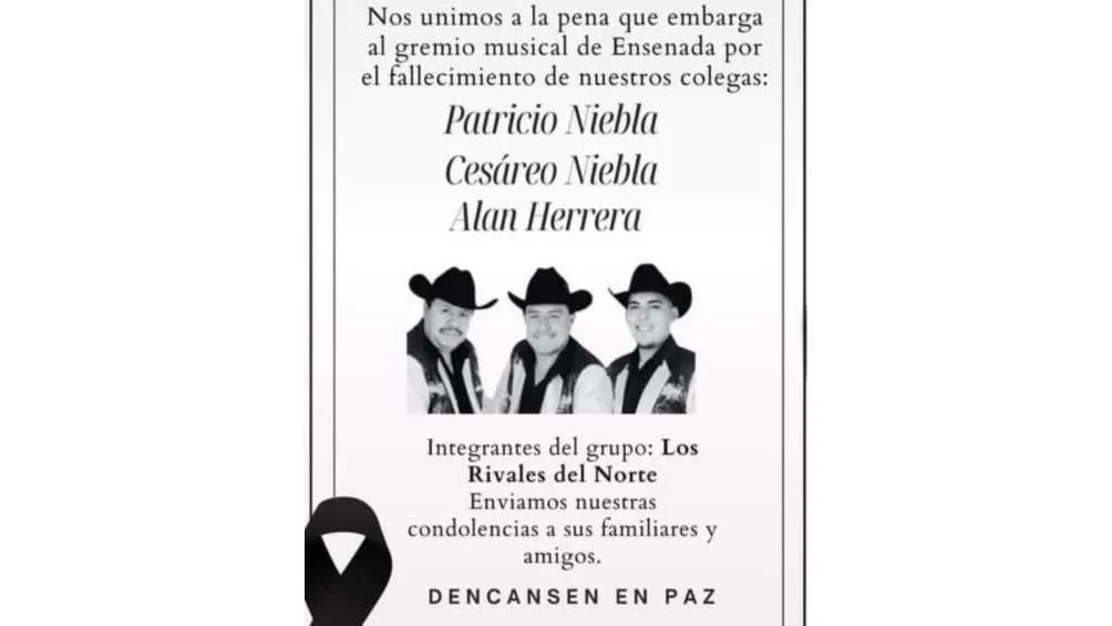 Facebook: Los Más Grandes El mundo del regional mexicano despidió a los tres integrantes de Los Rivales del Norte.