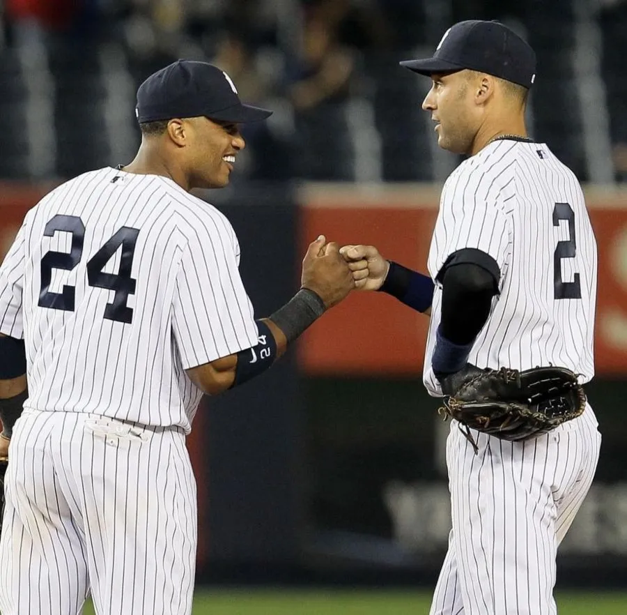 Robinson Canó con Derek Jeter en los Yankees