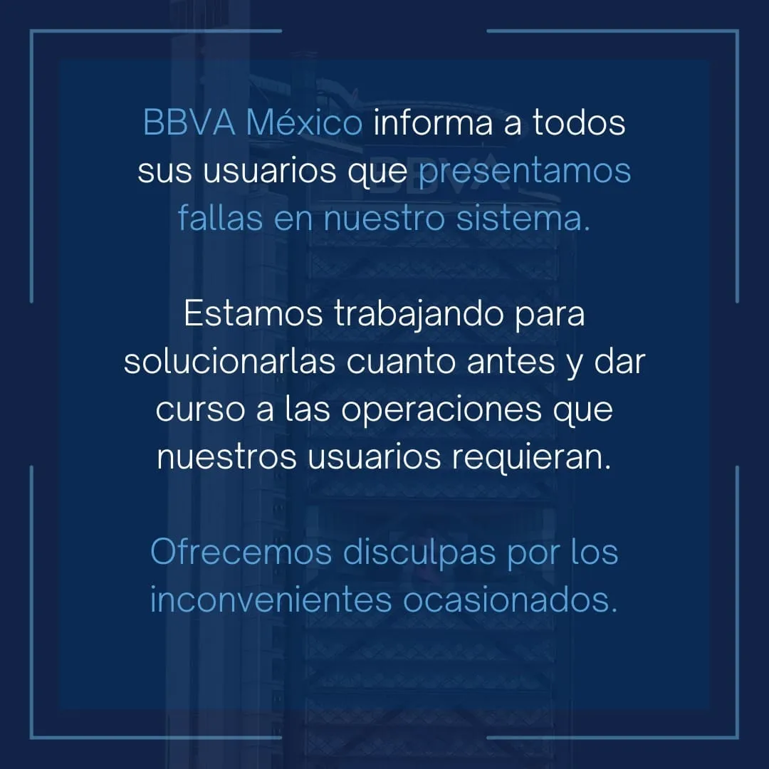 Comunicado de BBVA mediante su red social "X" Foto "X"