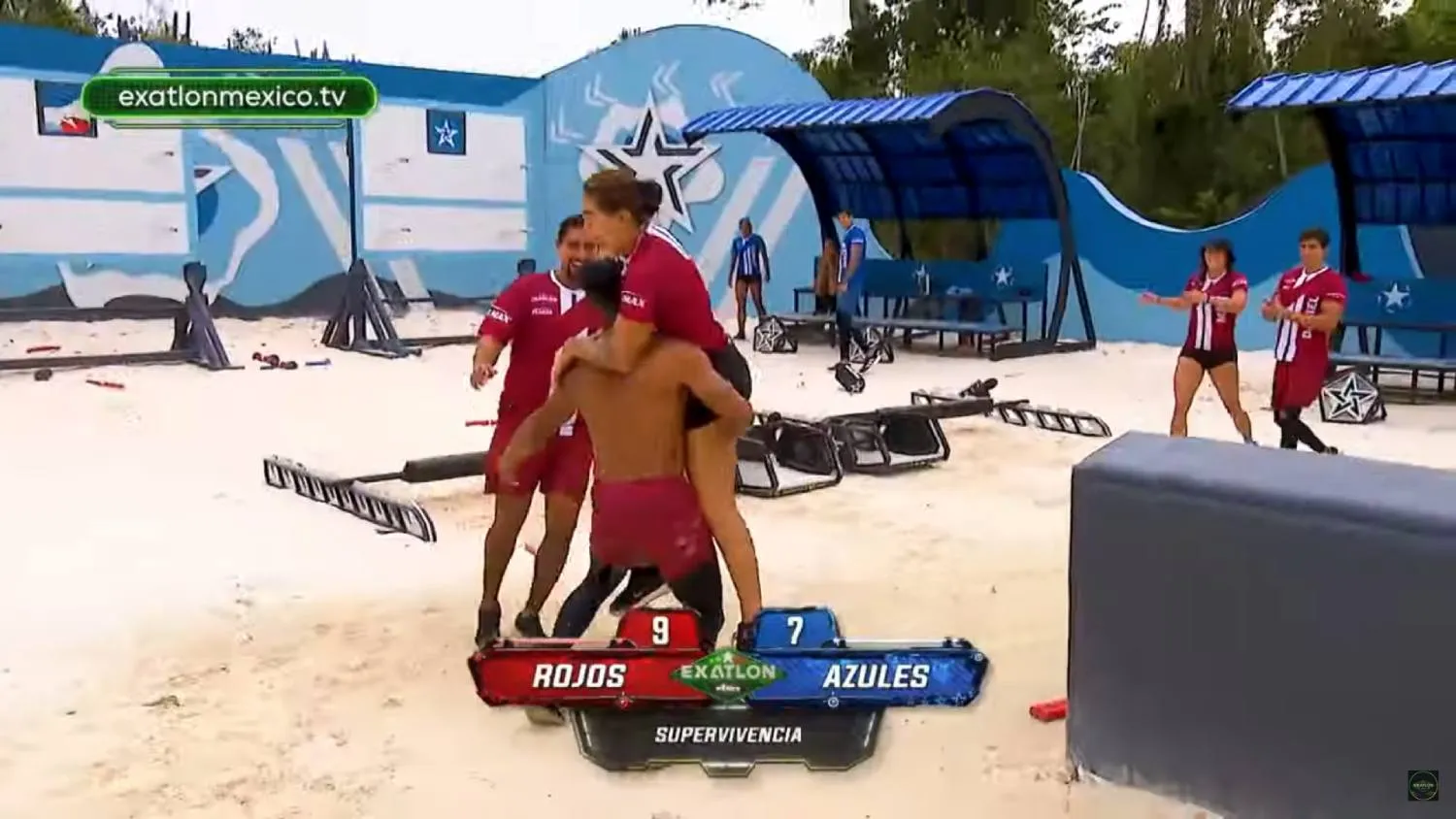 FB: @ExatlonMx Al final, la victoria fue nuevamente para los rojos.