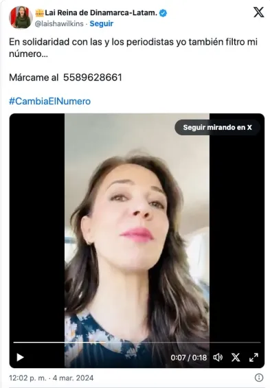 La actriz Laisha Wilkins también publicó su número.