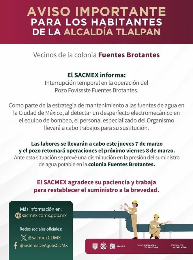 La Sacmex informó de los trabajos que están realizando.