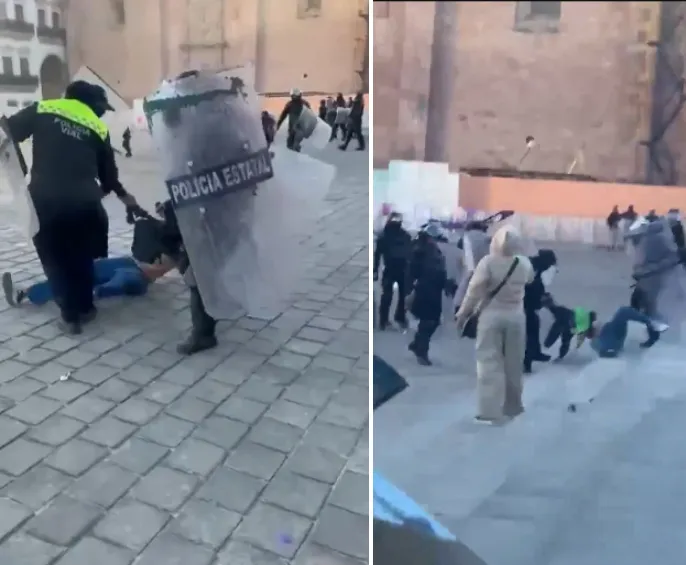 X: @victorcabreramx Zacatecas, fue donde la policía arrastró a una chica por las escaleras.