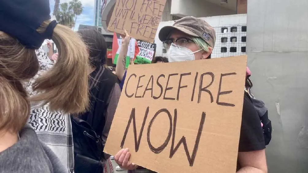 Twitter: @ReporteFN Los manifestantes abogan por una Palestina libre.