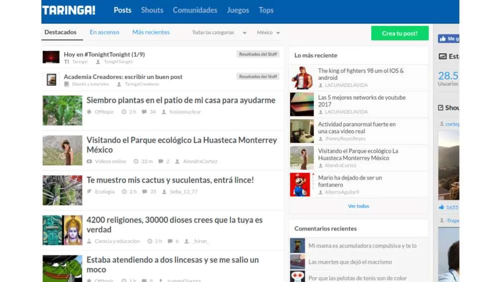 Esta página se caracterizaba por foros, comunidades y una libre expresión.