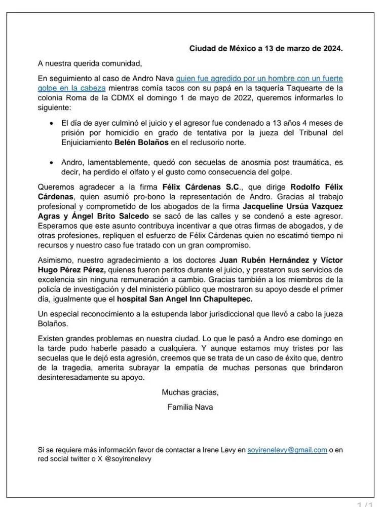 X: @soyirenelevy La familia Nava agradece el apoyo que la gente que les ayudó.