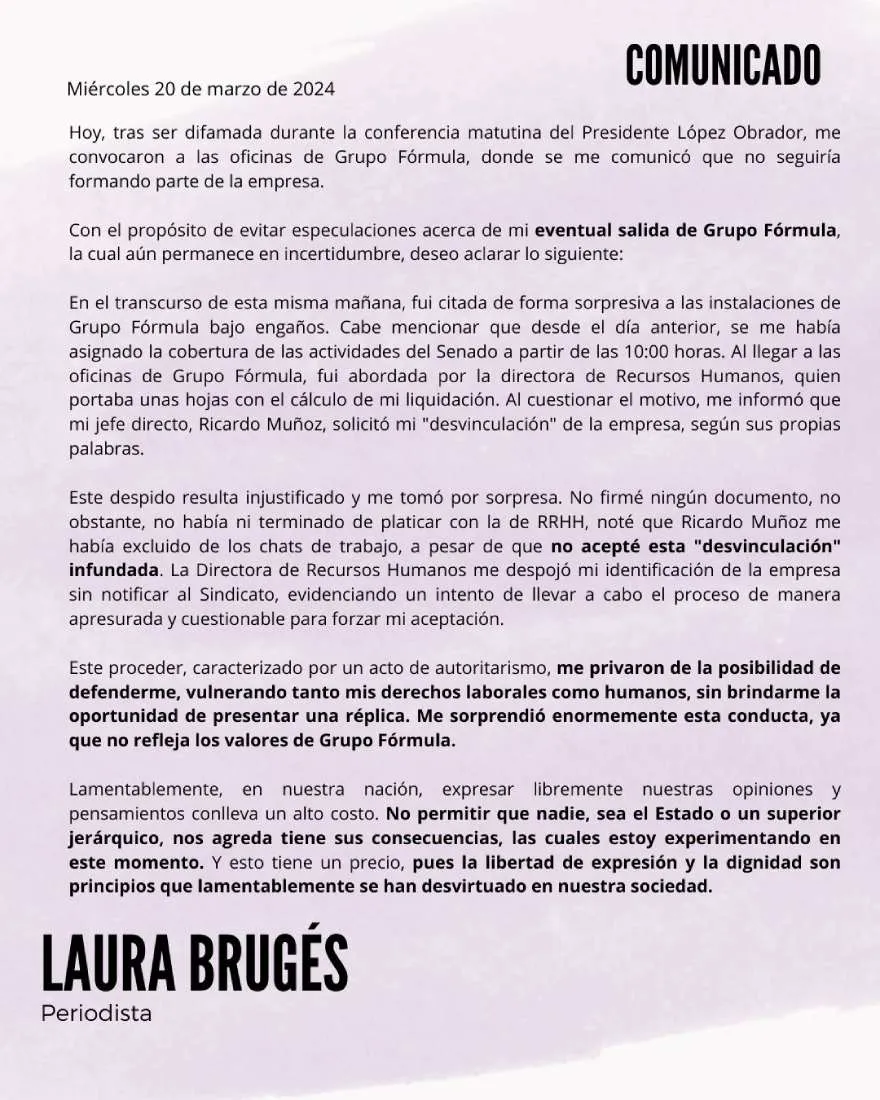 Laura explica cómo la querían obligar a renunciar.