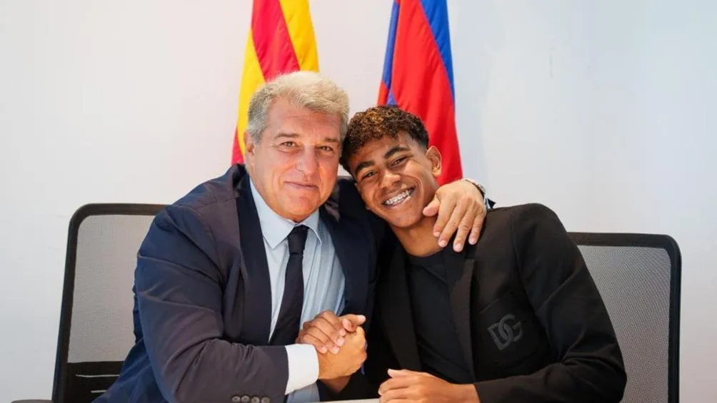 Laporta junto a Lamine Yamal