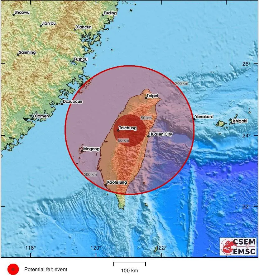 El epicentro fue en una provincia de Taiwán.