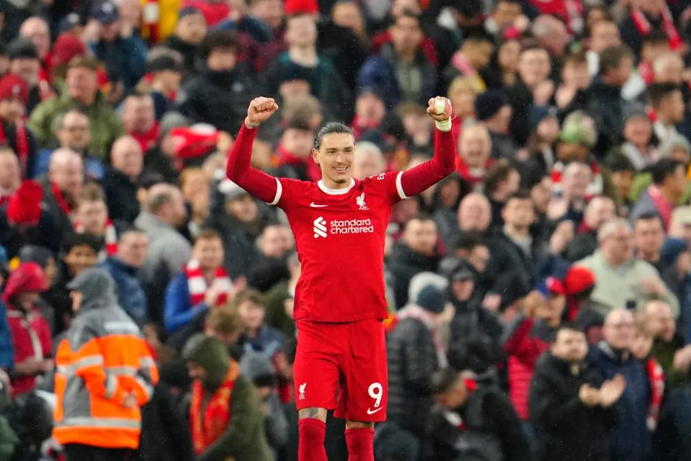 Núñez en la celebración de su gol contra Sheffield United