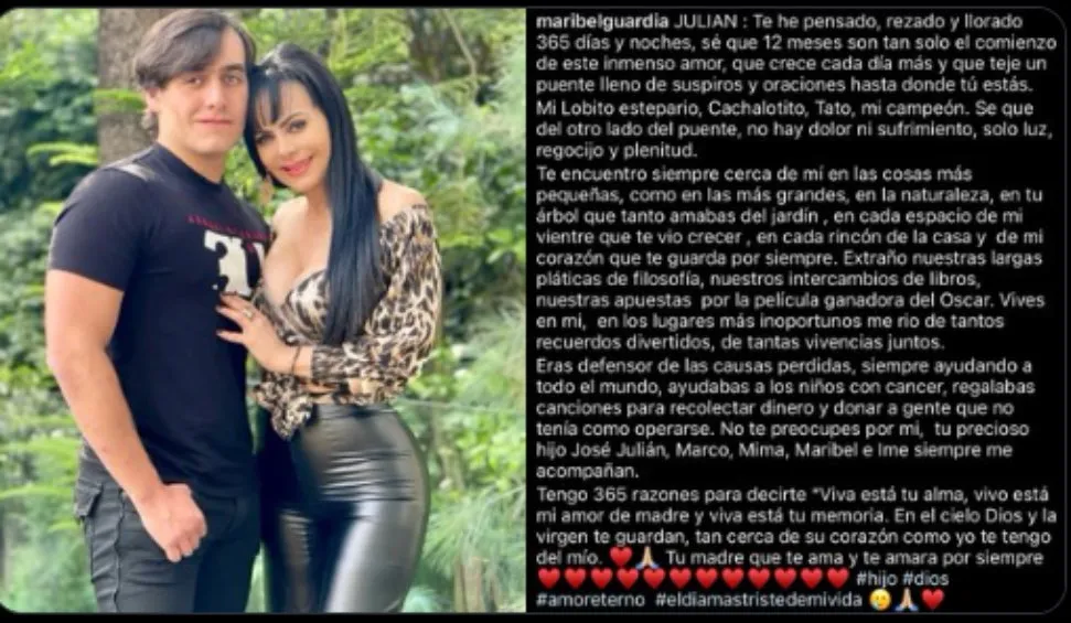 Este es el mensaje que Maribel Guardia compartió en redes sociales.