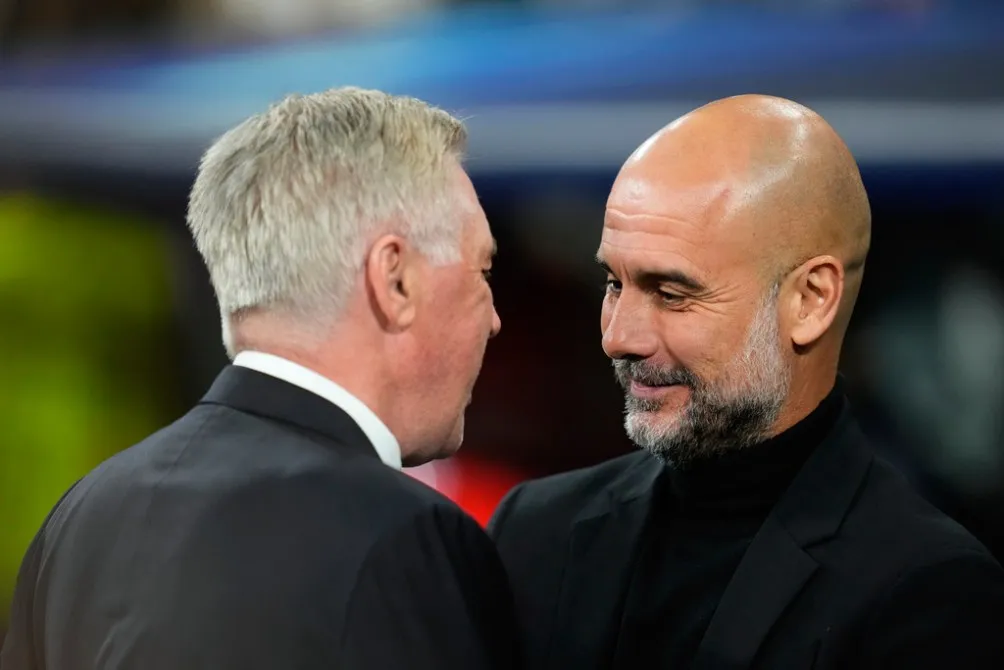AP Ancelotti y Guardiola en el Santiago Bernabéu