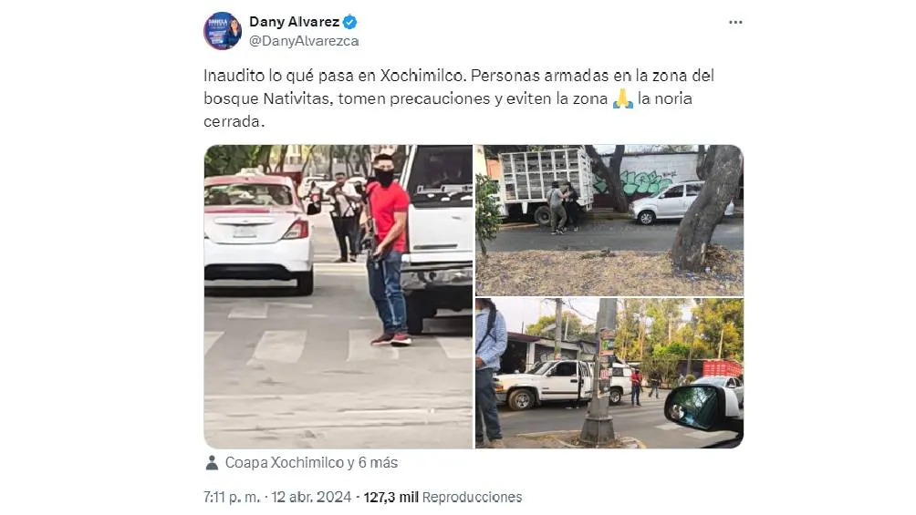 Diputada Dani Alvarez de Tlalpan compartió vía "X" varias imágenes y mensaje acerca del hecho Foto Captura de pantalla