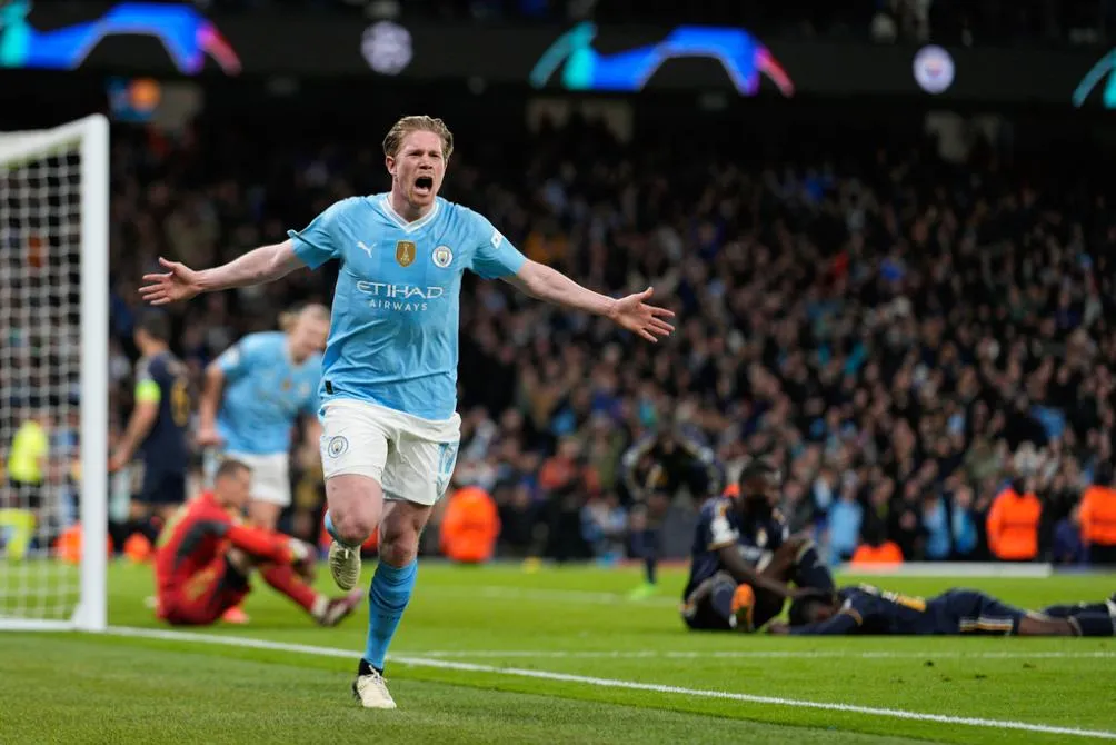 Kevin de Bruyne celebra su gol ante los Merengues