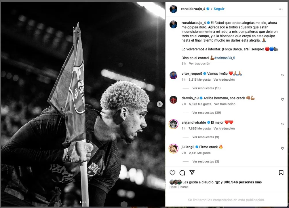 Así fue el mensaje que mandó Araujo por medio de su Instagram